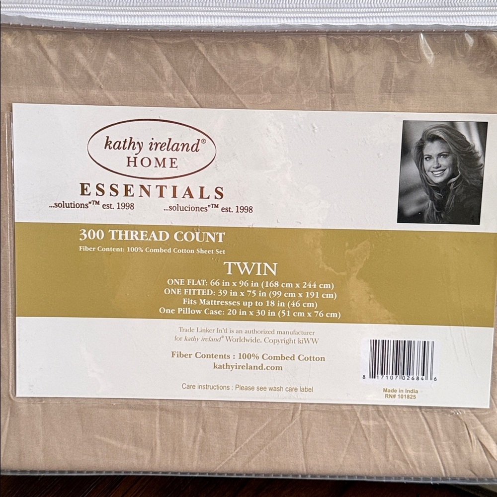 Kathy Ireland Home Essentials Twin Sheet Set in tan/beige. 300 Thread count. - Picture 10 of 14